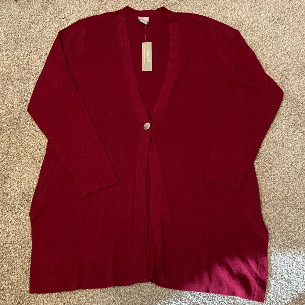 New Chico’s burgundy Knit Cardigan Sweater